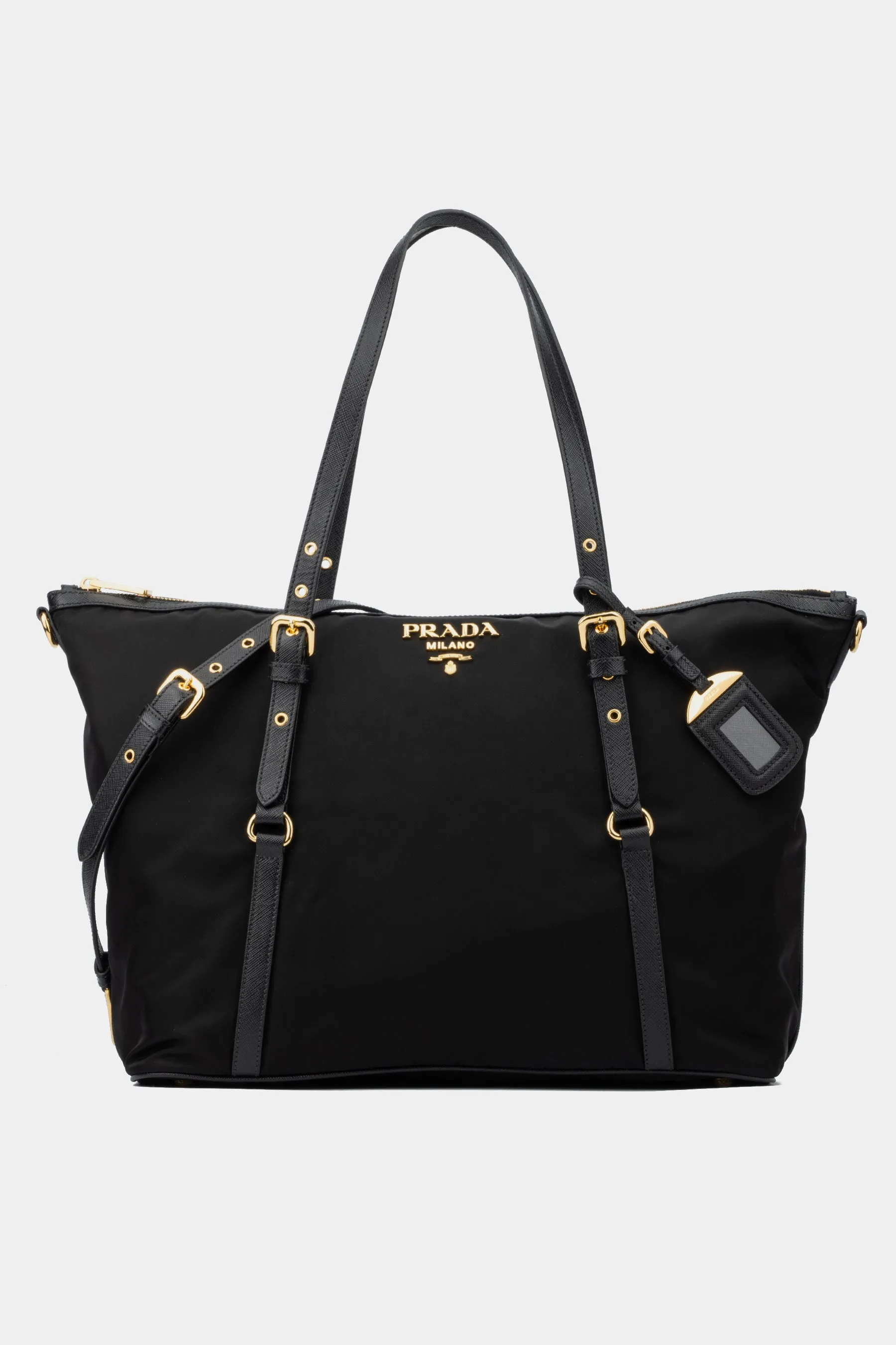 Nylon Saffiano Leather Tote Bag