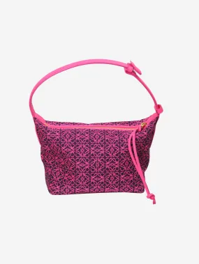 Pink Cubi anagram small leather-trimmed logo-jacquard tote