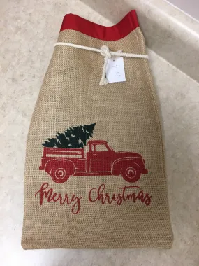 Red Truck Burlap Gift Bag