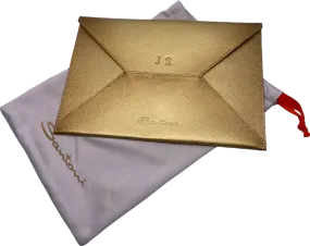 Santoni Gold Leather Envelope Clutch personalised JS