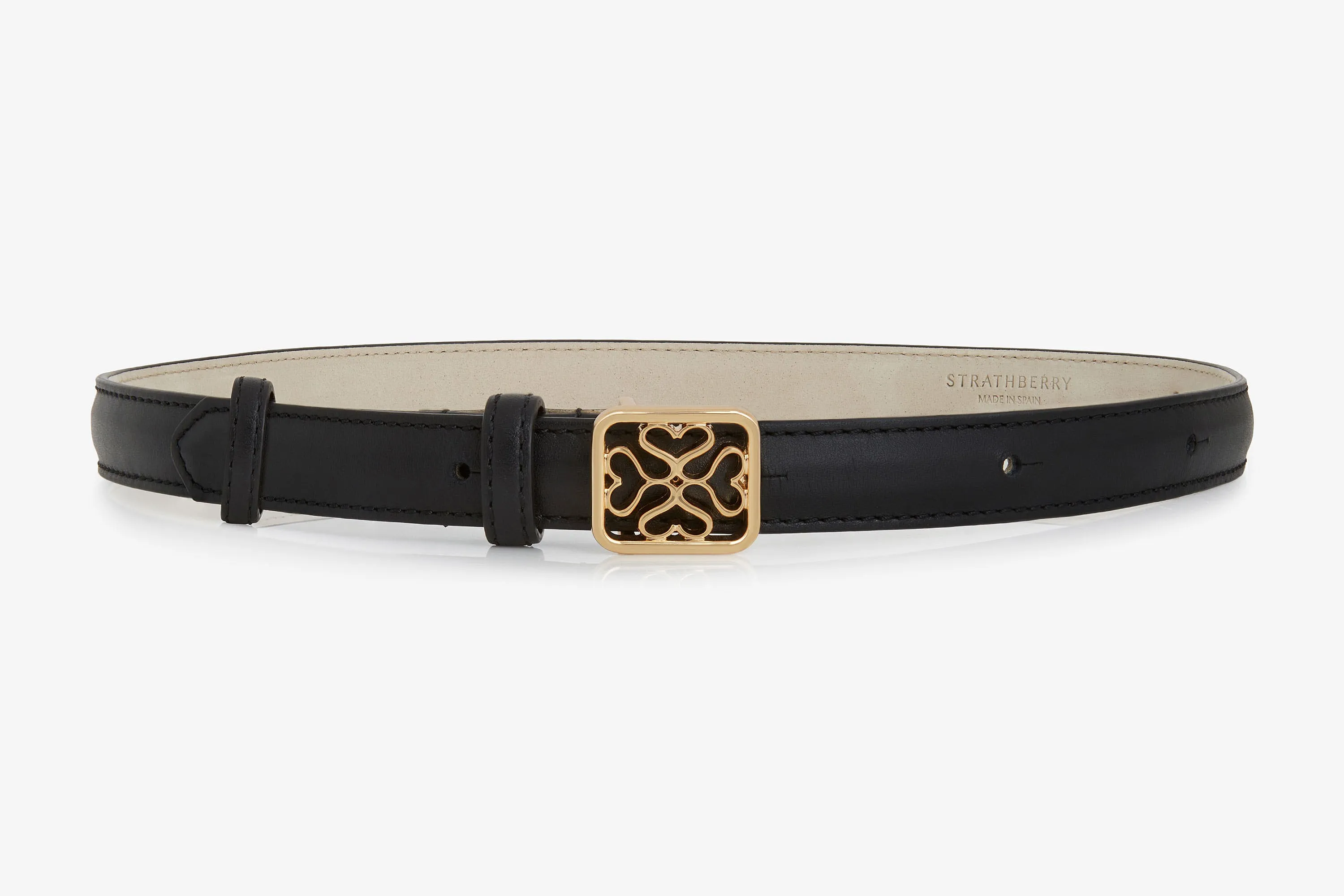 Strathberry Monogram Thin Buckle Belt - Black