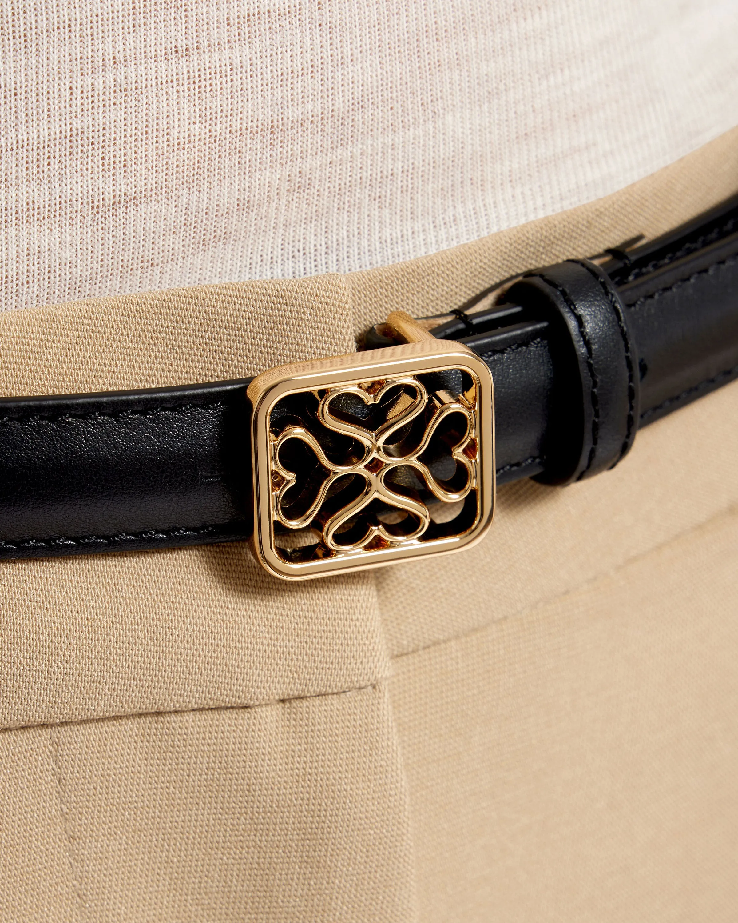 Strathberry Monogram Thin Buckle Belt - Black