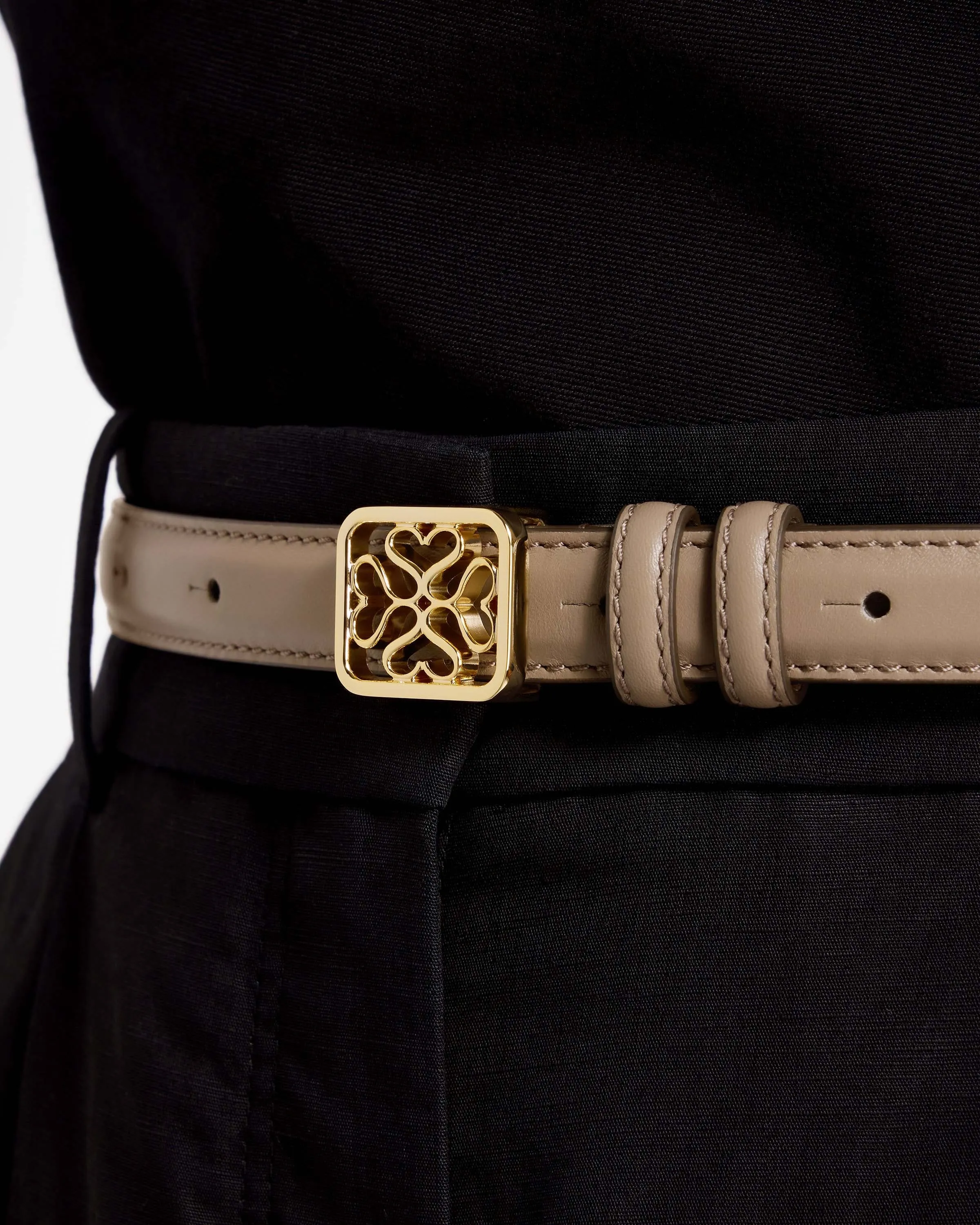 Strathberry Monogram Thin Buckle Belt - Macadamia