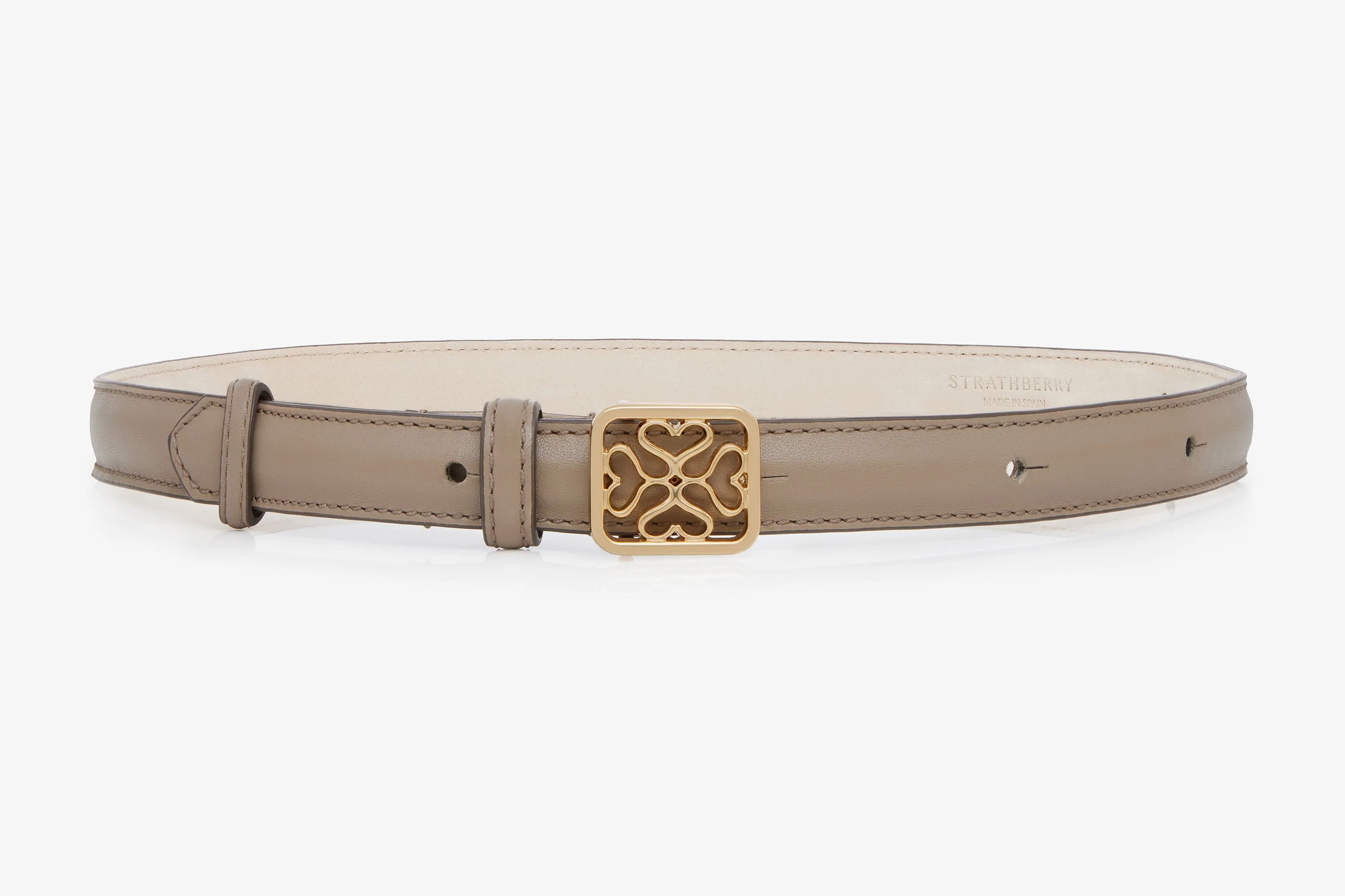 Strathberry Monogram Thin Buckle Belt - Macadamia