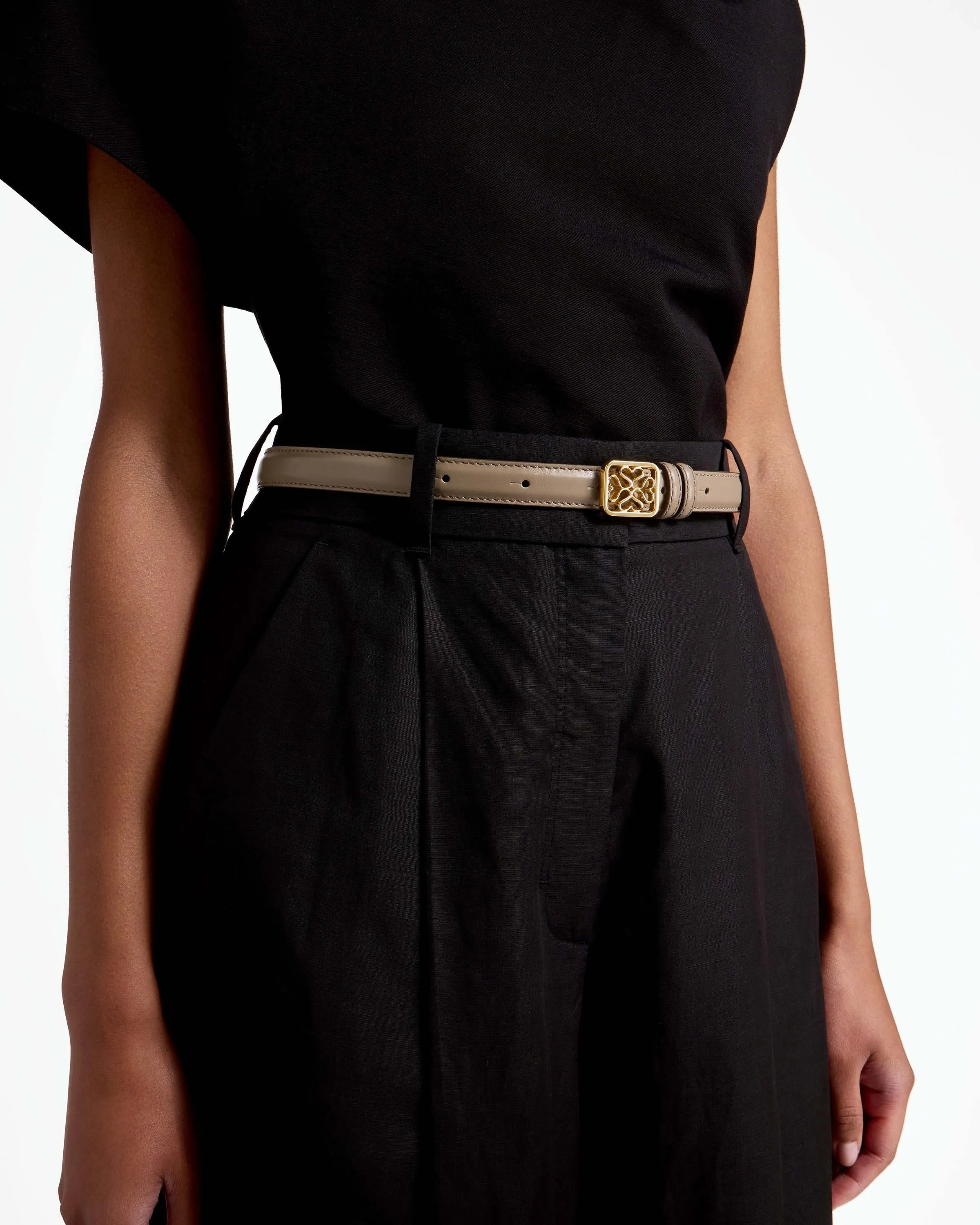 Strathberry Monogram Thin Buckle Belt - Macadamia