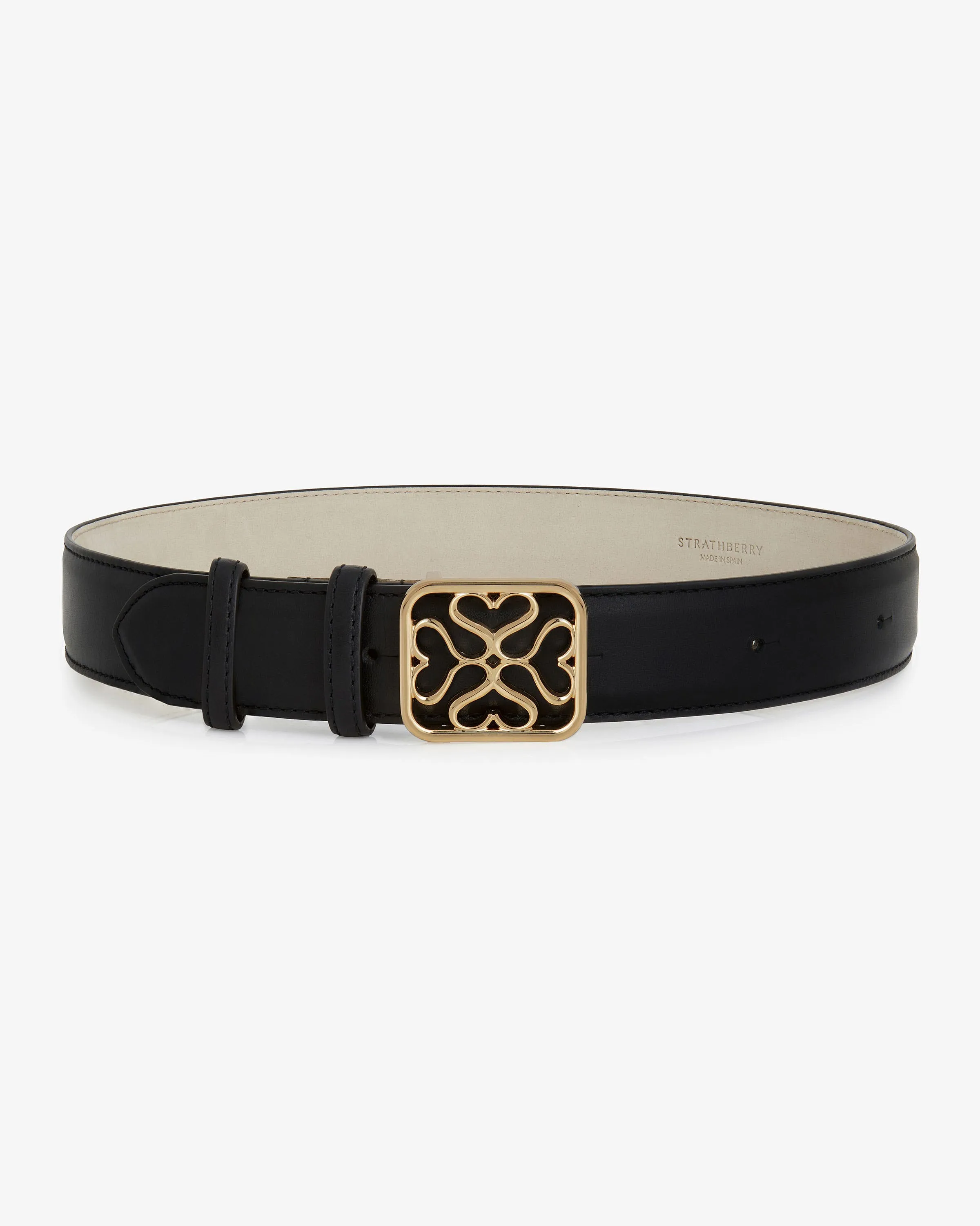 Strathberry Monogram Wide Buckle Belt - Black