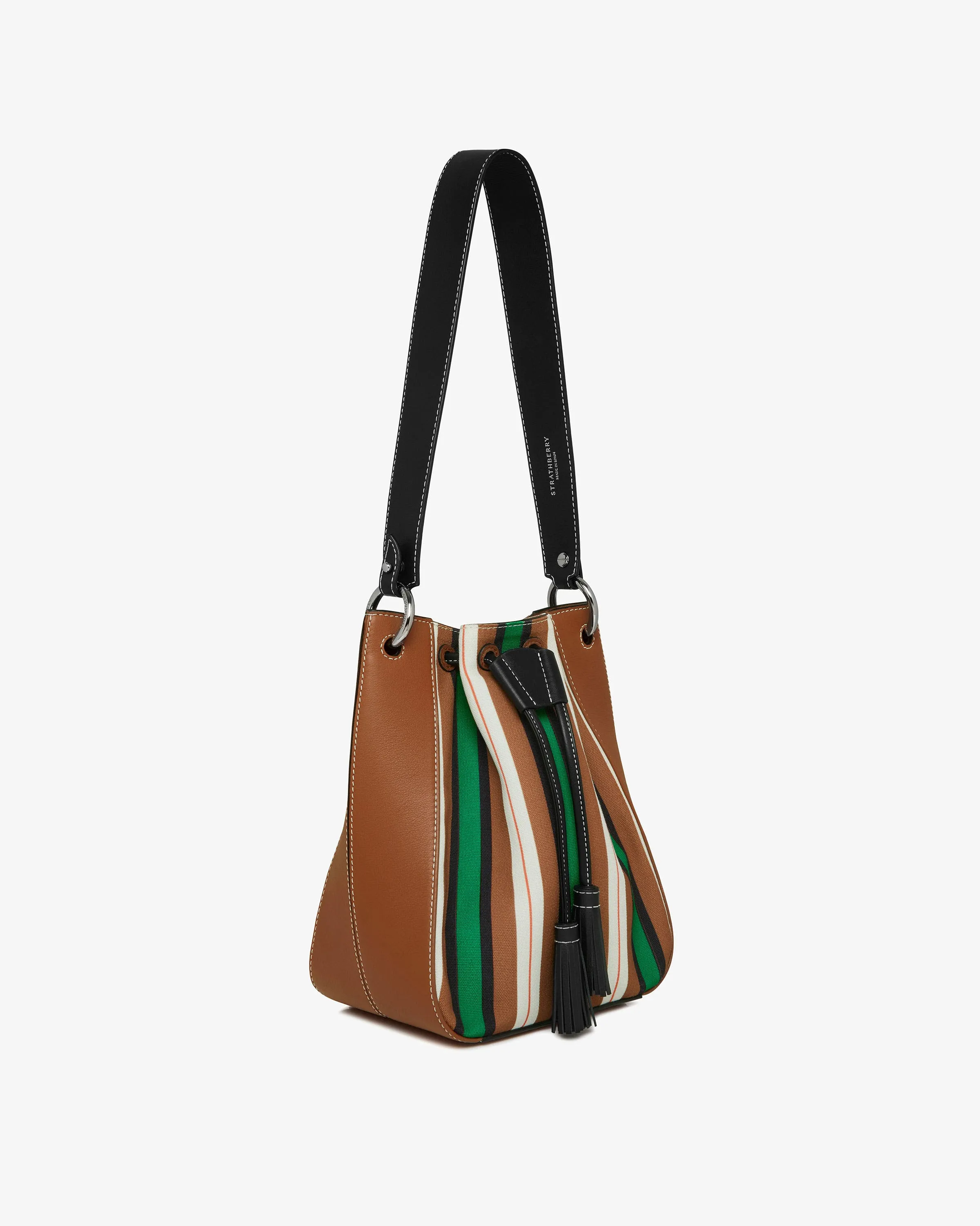 Strathberry x Collagerie Bollo - Chestnut/Black/Green Stripe