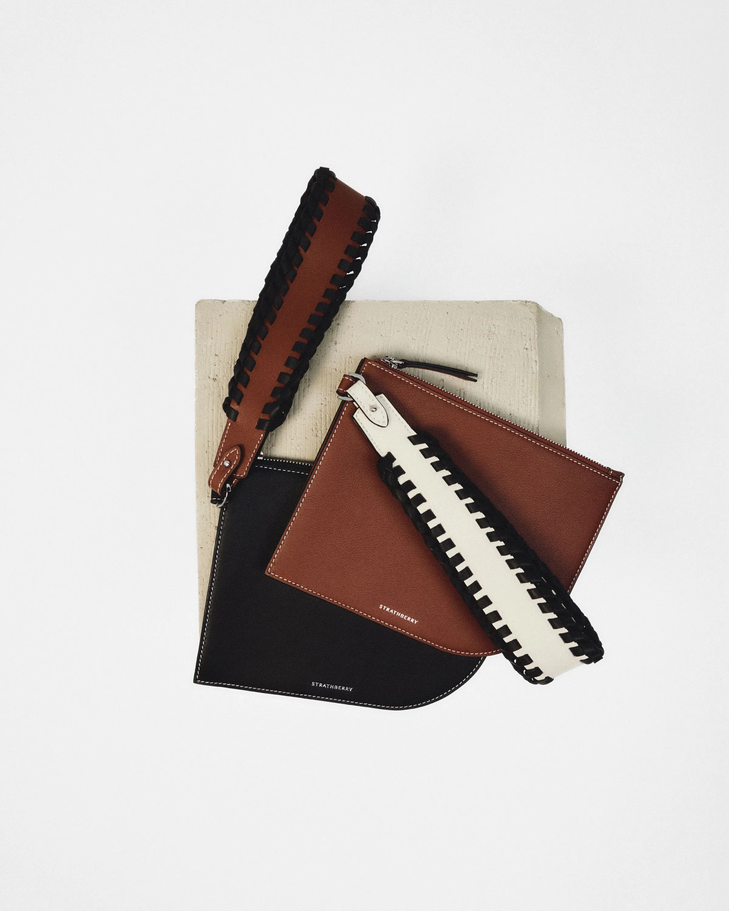 Strathberry x Collagerie Wristlet - Black/Chestnut