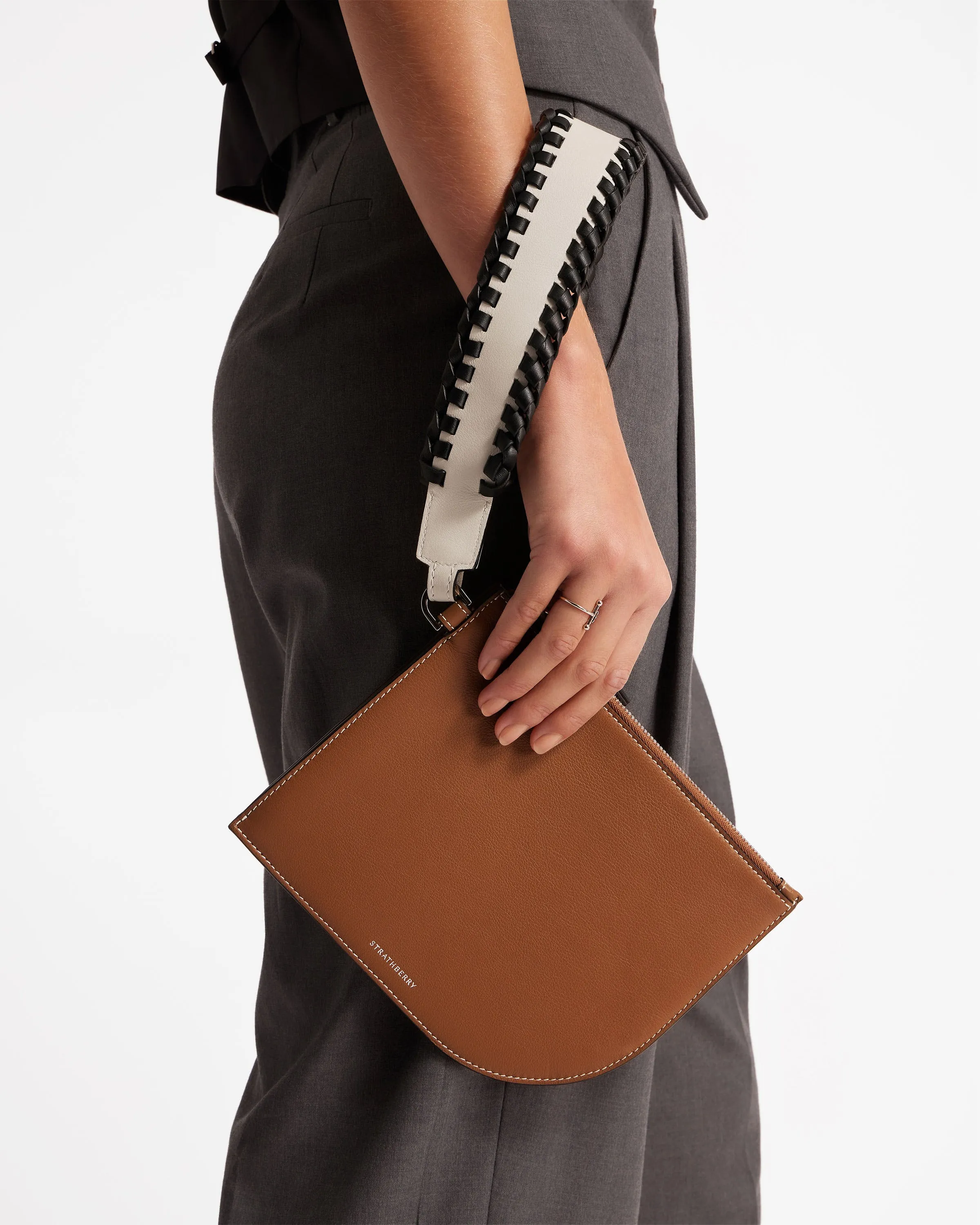 Strathberry x Collagerie Wristlet - Chestnut/Vanilla/Black