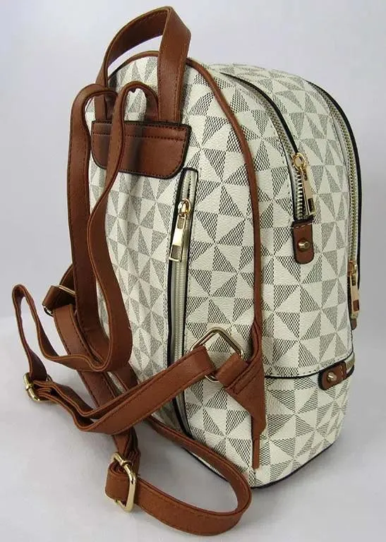 Stylish Backpack For Women Monogram Print Set