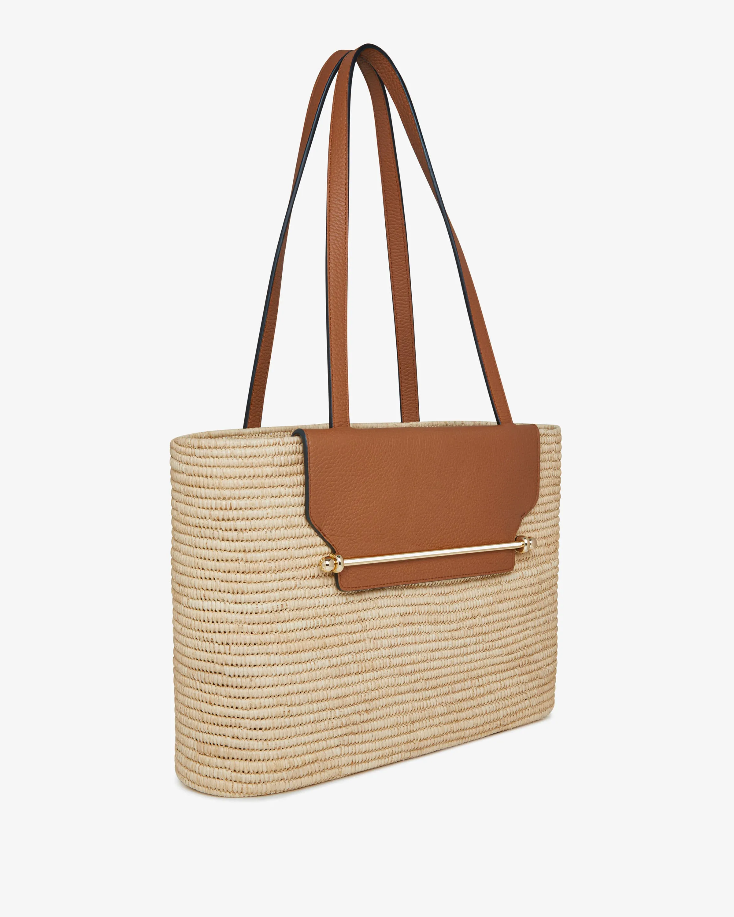 The Strathberry Basket (Medium) - Raffia/Leather Tan