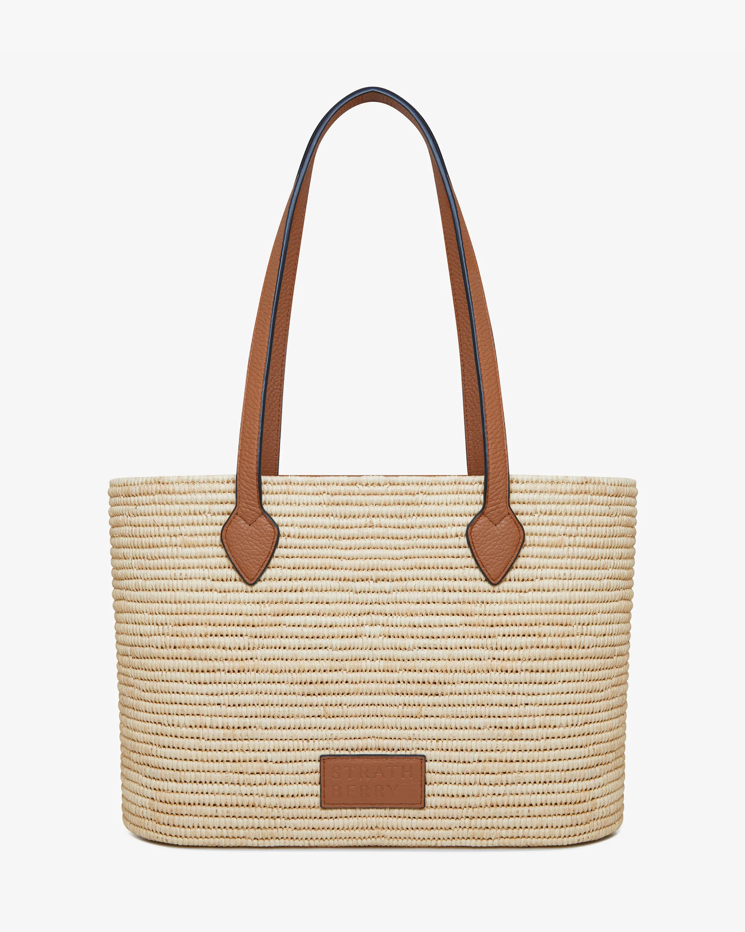 The Strathberry Basket (Medium) - Raffia/Leather Tan