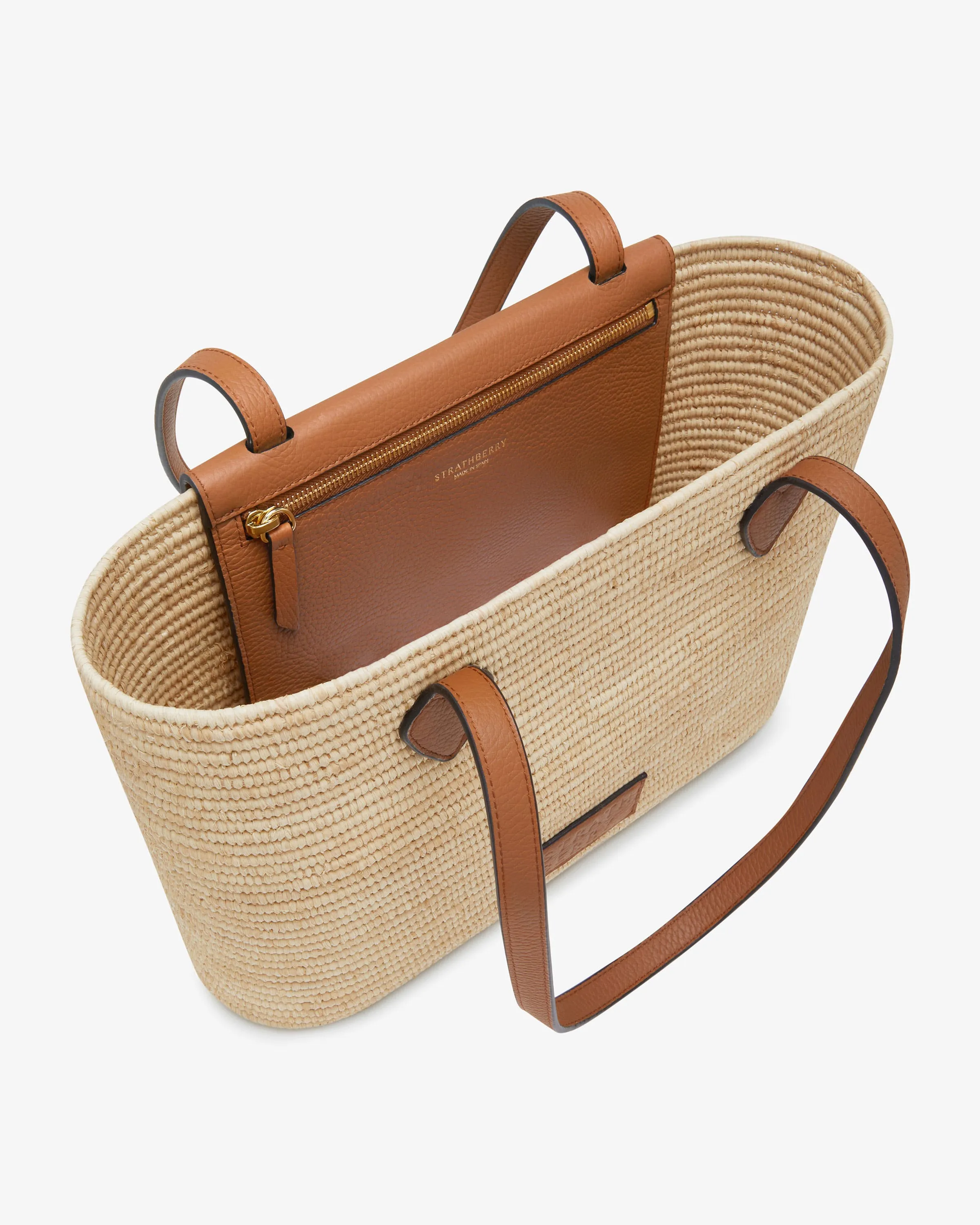 The Strathberry Basket (Medium) - Raffia/Leather Tan