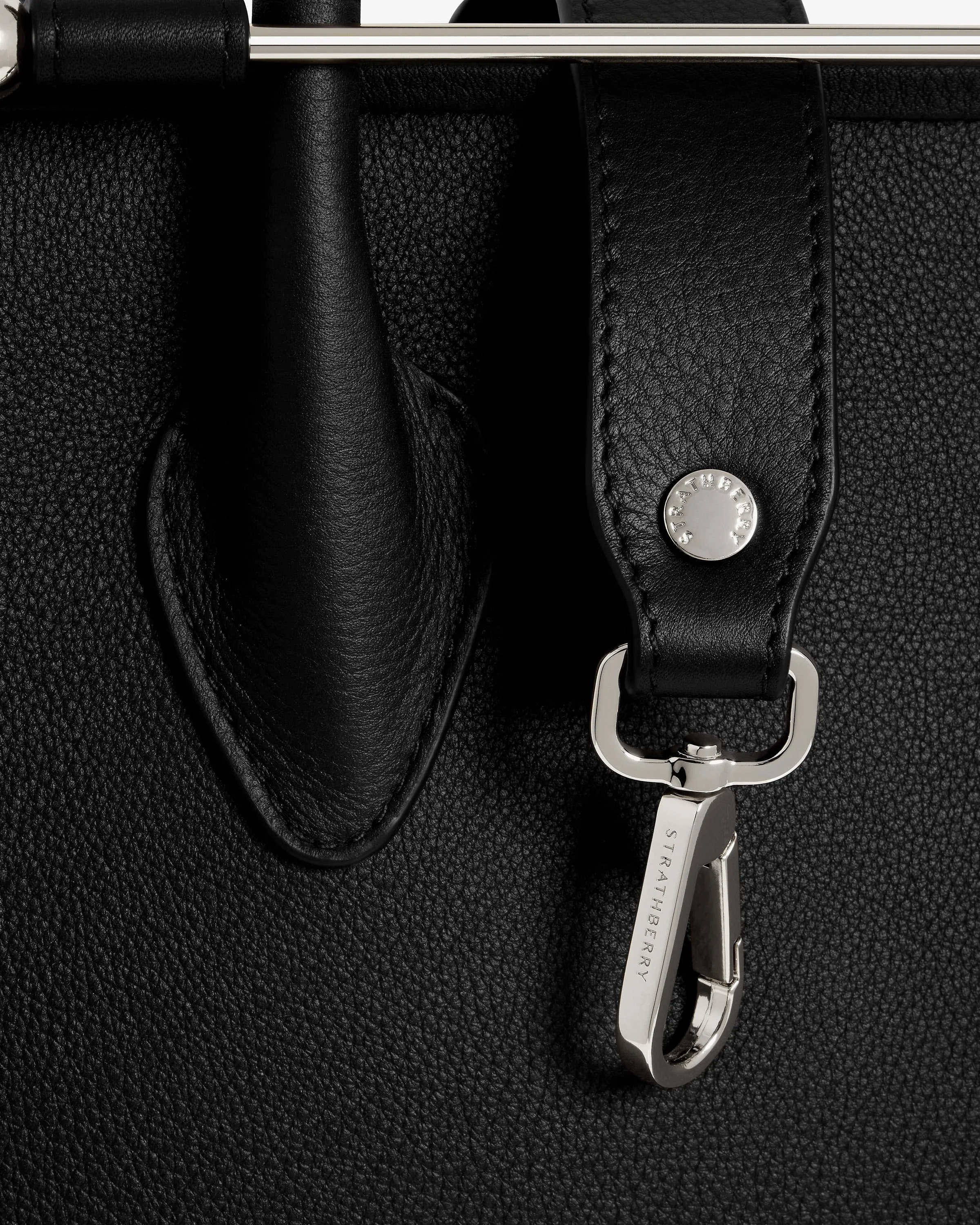 The Strathberry Midi Tote - Black with Silver Hardware