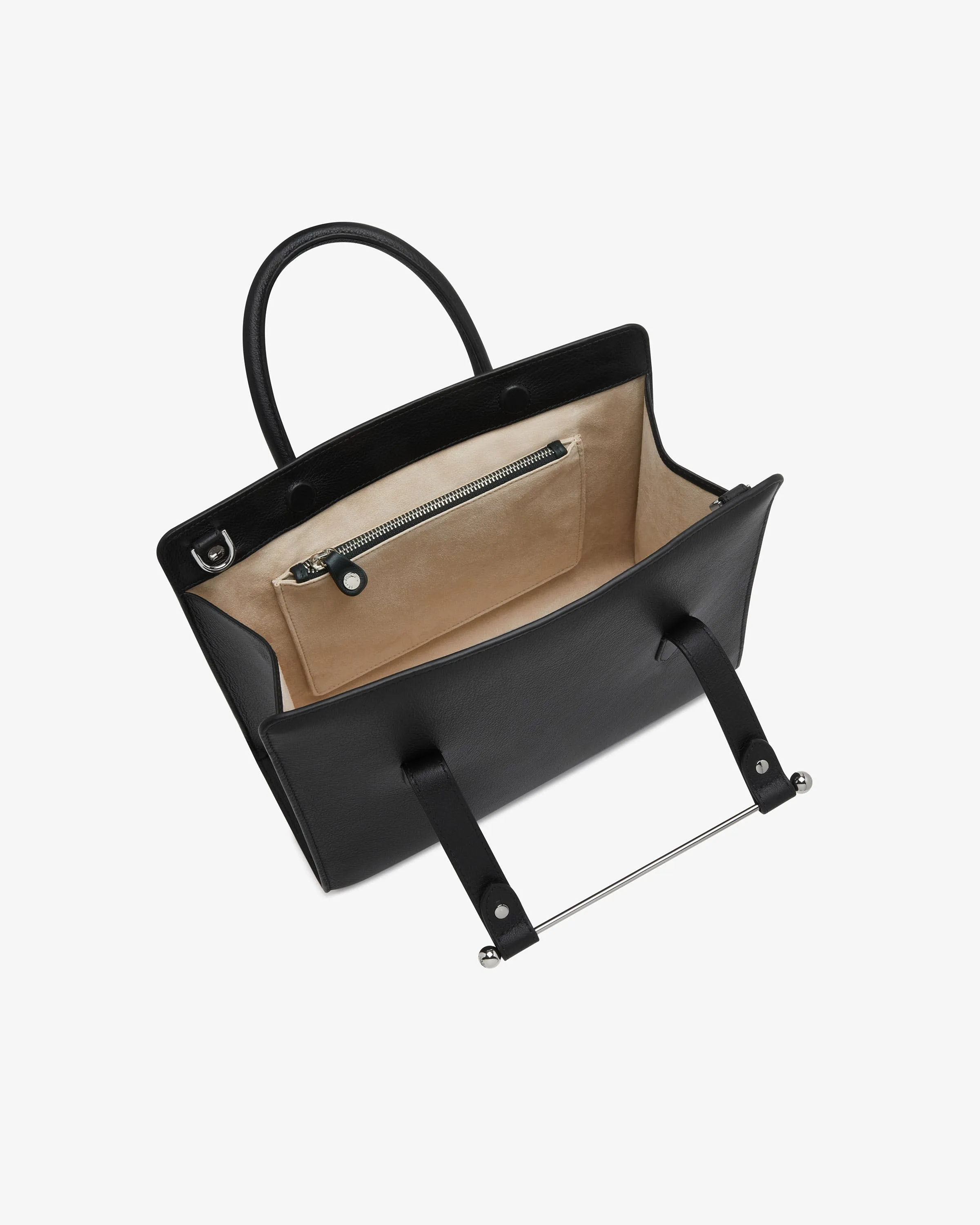 The Strathberry Midi Tote - Black with Silver Hardware