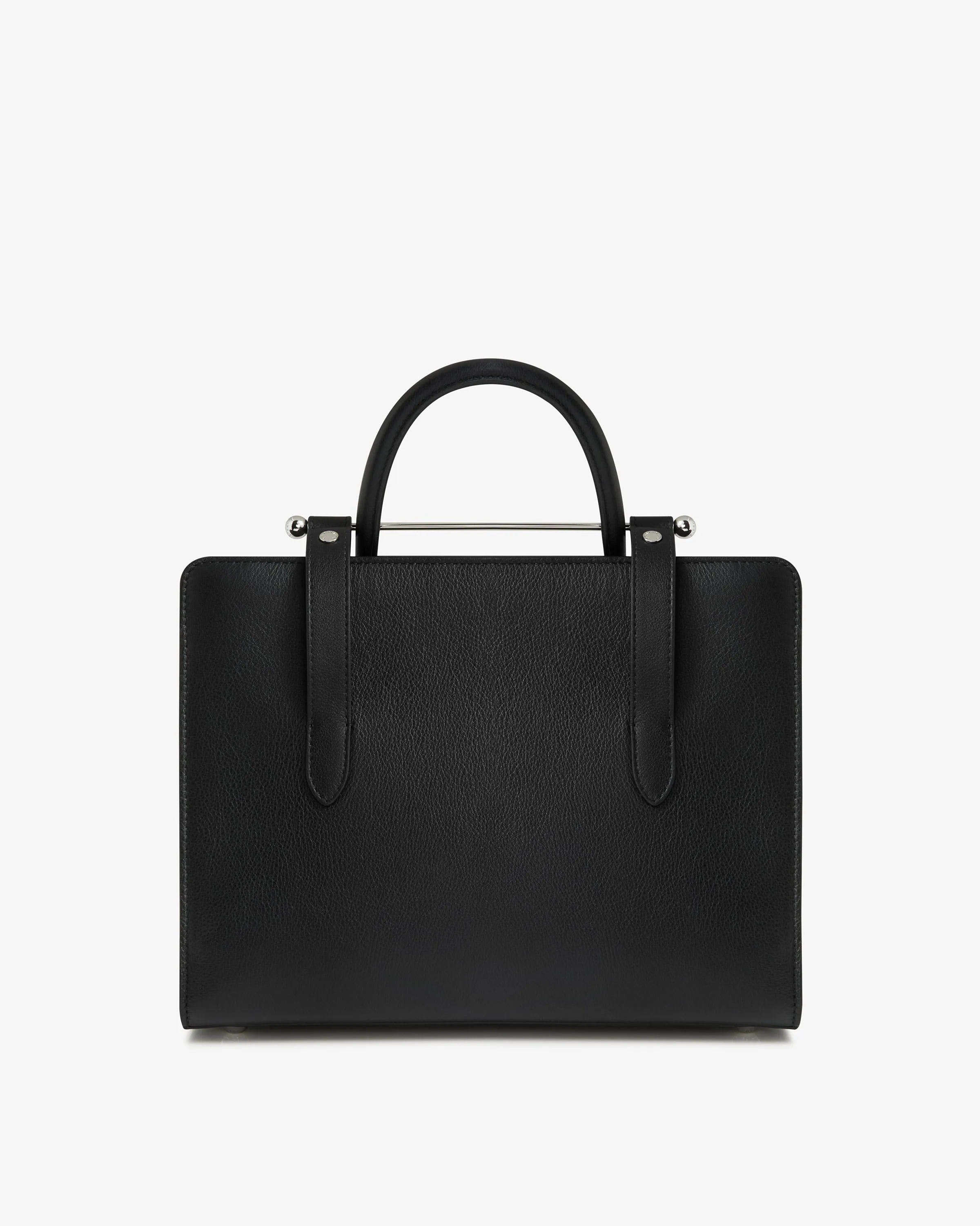 The Strathberry Midi Tote - Black with Silver Hardware