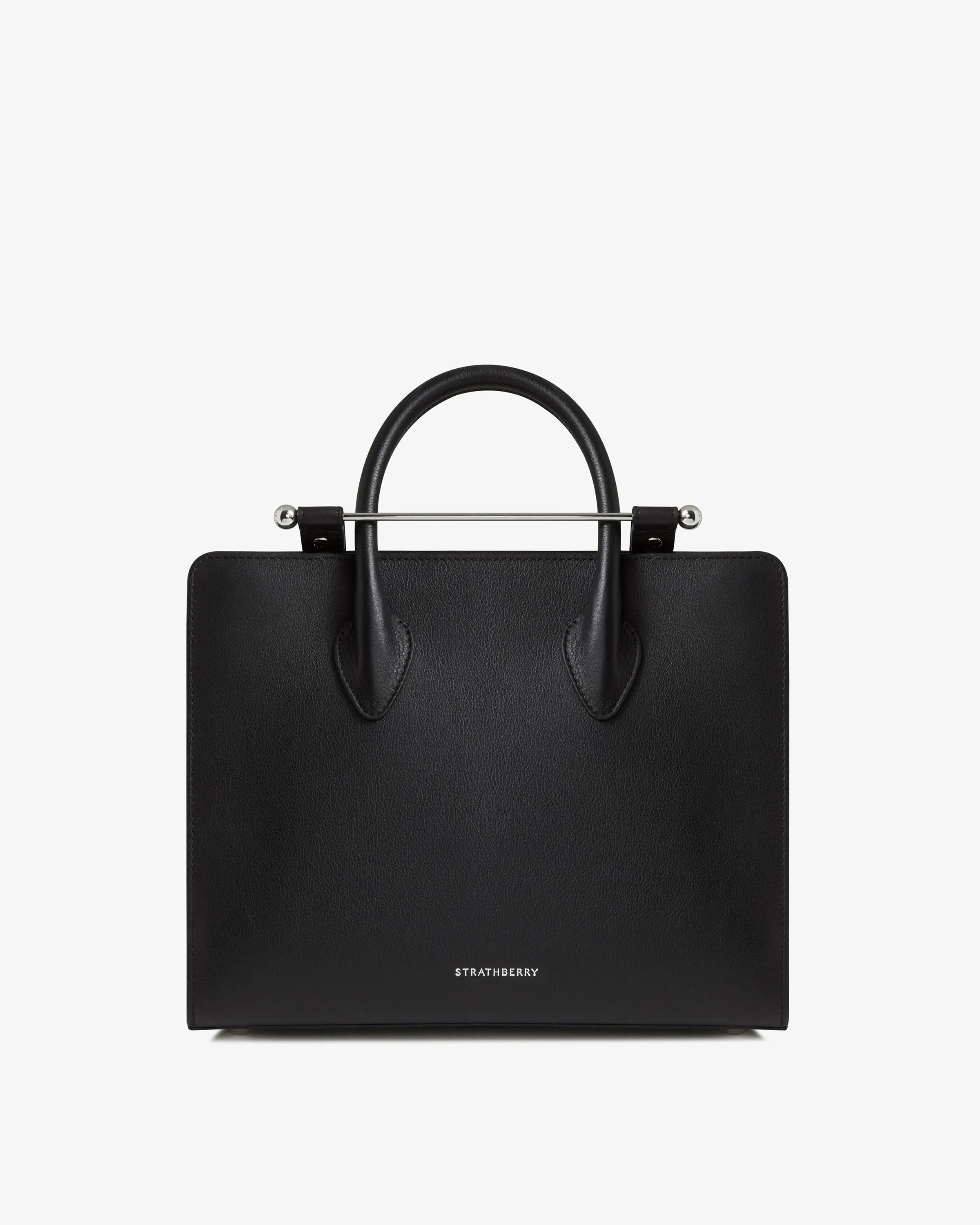 The Strathberry Midi Tote - Black with Silver Hardware