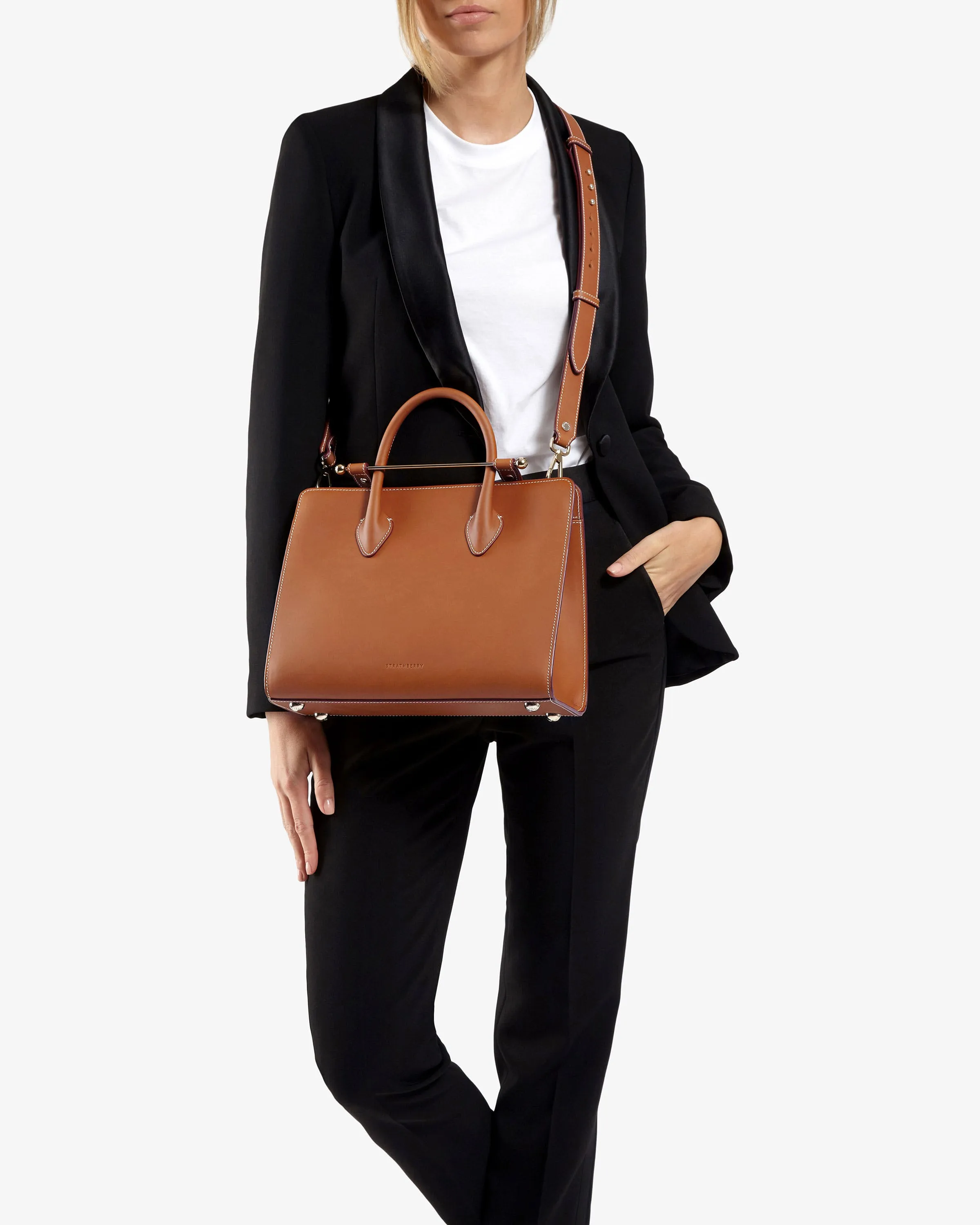 The Strathberry Midi Tote - Bridle Leather Tan