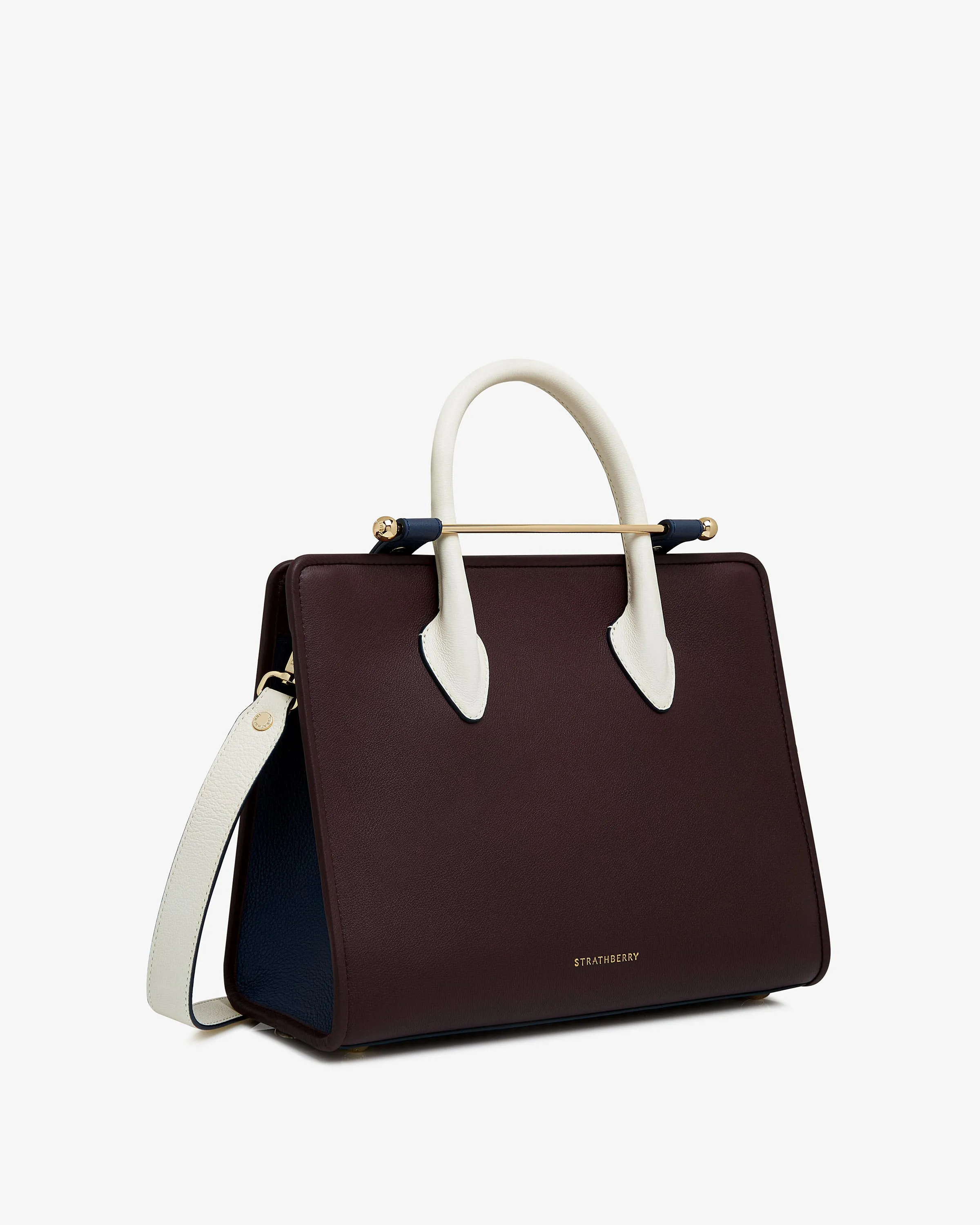 The Strathberry Midi Tote - Burgundy/Navy/Vanilla