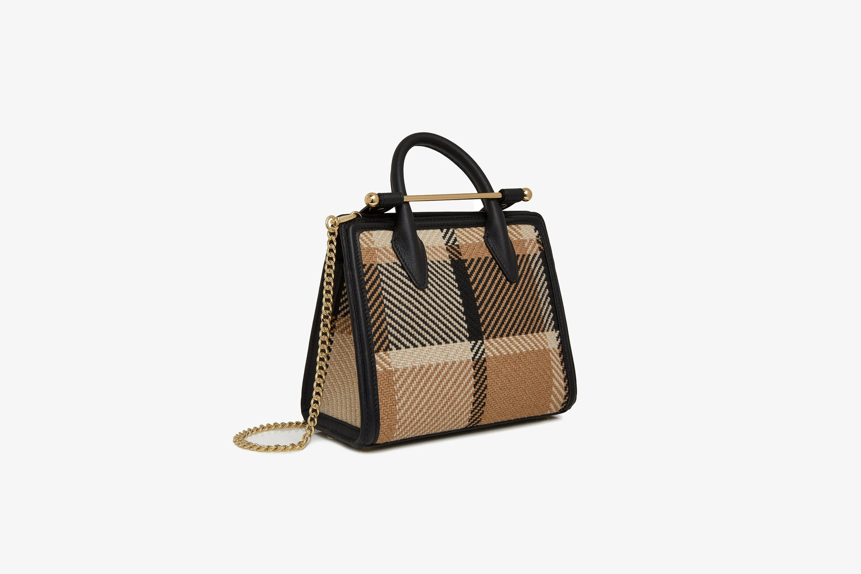 The Strathberry Mini Tote - Black/Camel Tartan