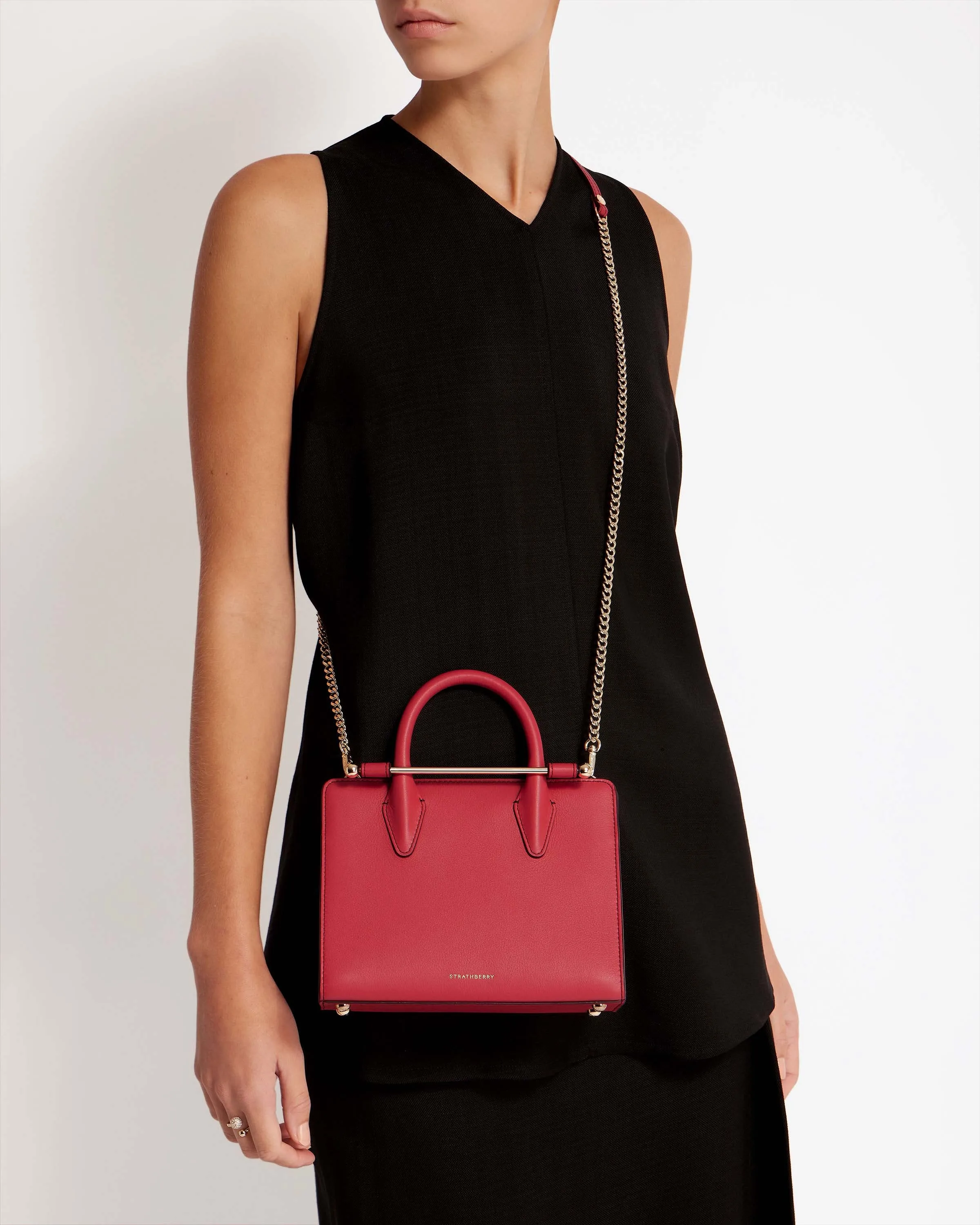 The Strathberry Mini Tote - Raspberry Red