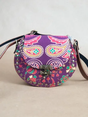 Tribal Canvas Leather Satchel