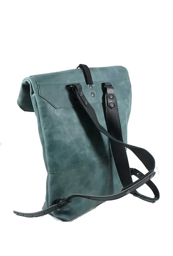 Urbo Distressed Green Leather Backpack